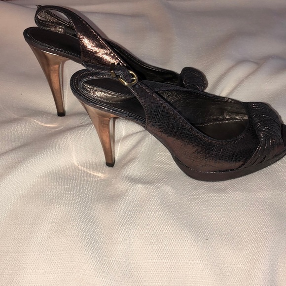 Joan & David Bronze w/Gold Heel Stilettos Size 7 - Picture 3 of 5